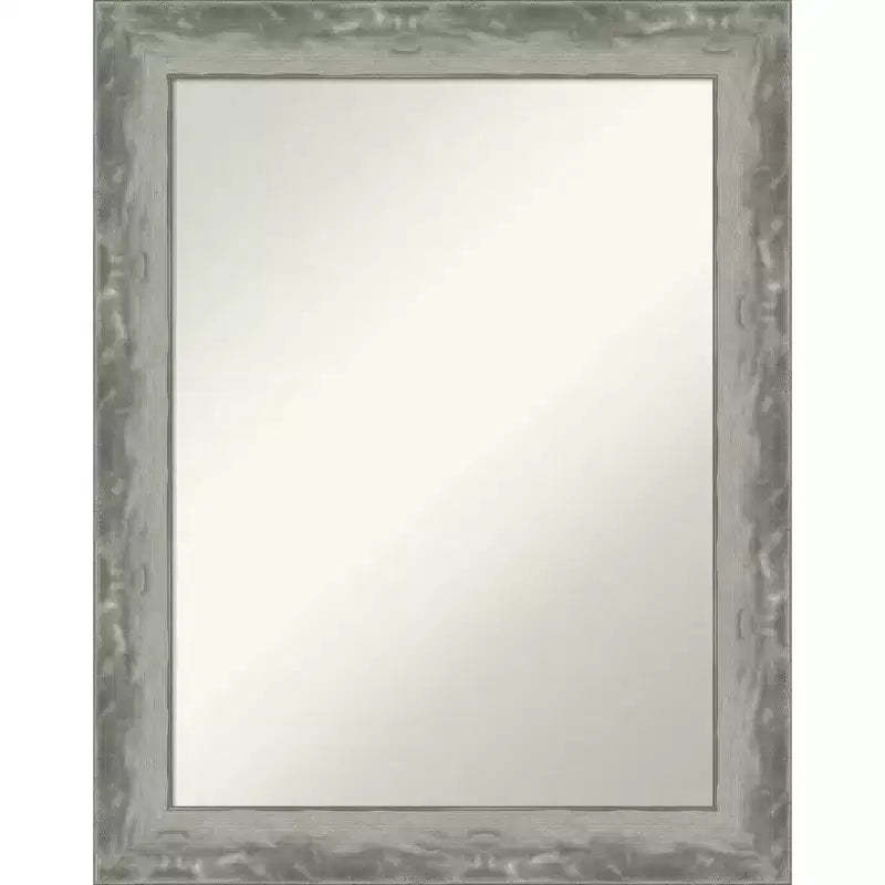 23" x 29" Non-Beveled Waveline Silver Narrow Bathroom Wall Mirror - Amanti Art: Modern Rectangle, Polystyrene Frame, Wall Mounted
