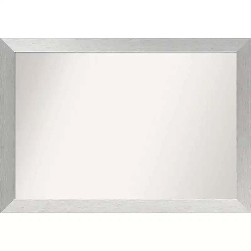 40" x 28" Non-Beveled Wood Bathroom Wall Mirror Brushed Sterling Silver - Amanti Art: Modern, Rectangle, Wall Mount