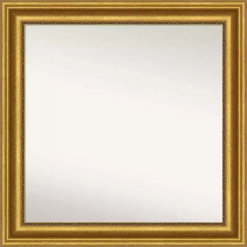 Amanti Art 32"x32" Non-Beveled Parlor Gold Wall Mirror : Modern Square Framed, Includes Mounting Hardware
