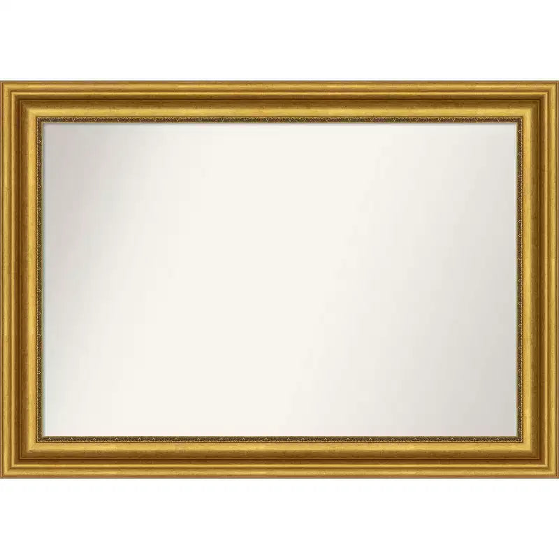 42"x30" Non-Beveled Parlor Gold Wall Mirror - Amanti Art: Modern Rectangle, Polystyrene Frame