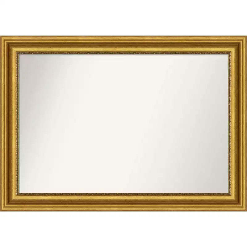 42"x30" Non-Beveled Parlor Gold Wall Mirror - Amanti Art: Modern Rectangle, Polystyrene Frame