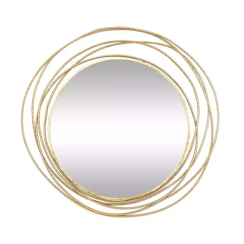 Metal Wall Mirror with Overlapping Ring Frame Gold - Olivia & May: Contemporary Style, Iron Frame, 38.38"