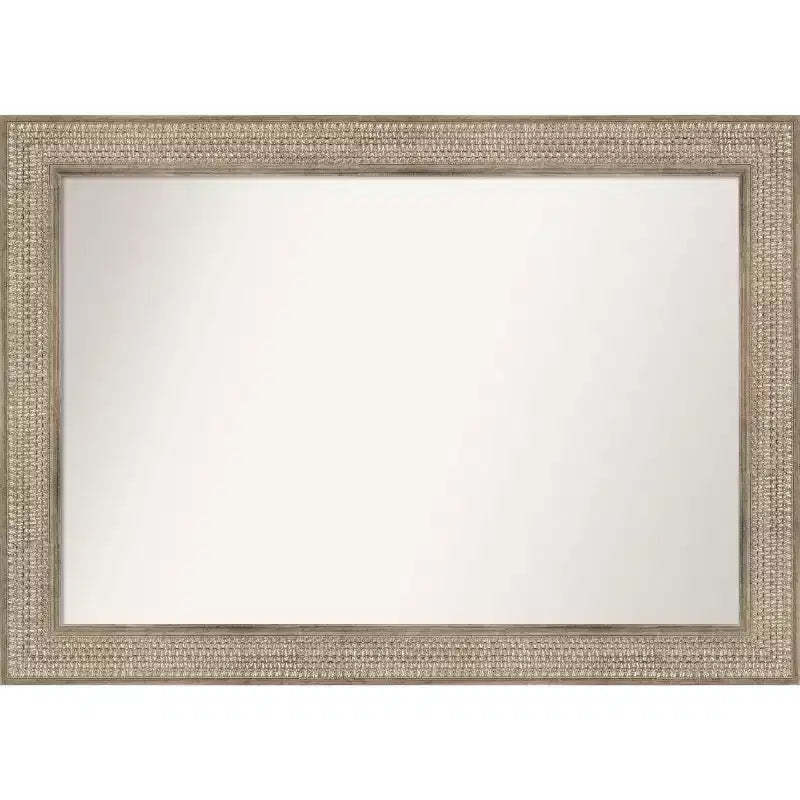42" x 30" Non-Beveled Trellis Silver Wood Bathroom Wall Mirror - Amanti Art: Modern Rectangular Design, Includes Mount Hardware