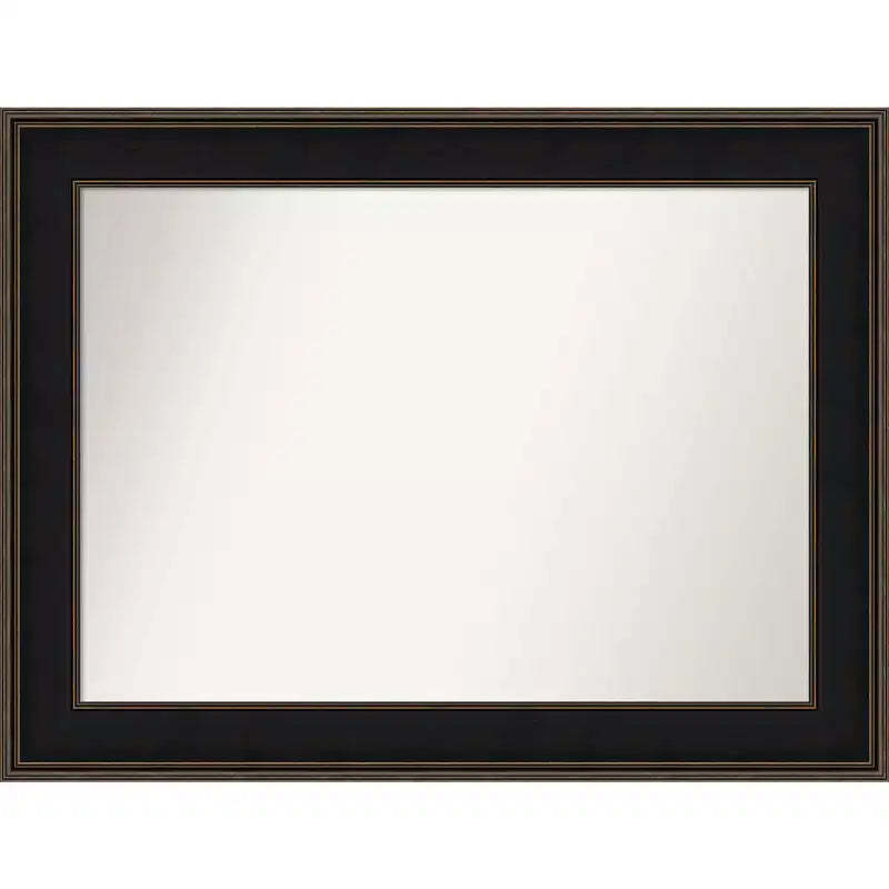 46" x 35" Non-Beveled Mezzanine Wood Bathroom Wall Mirror Espresso Brown - Amanti Art: Includes Mounting Hardware