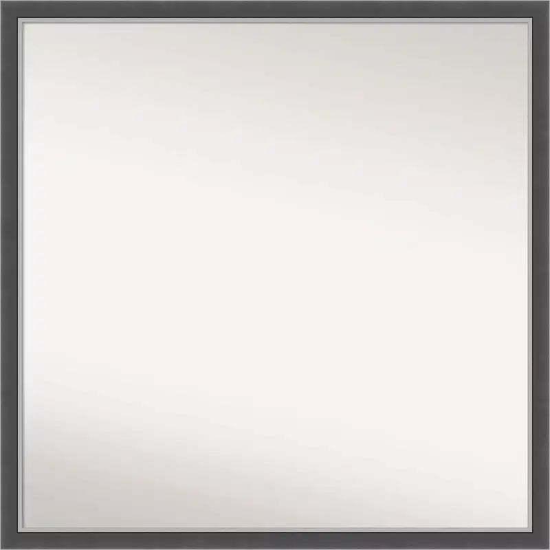 28" x 28" Non-Beveled Eva Black Silver Thin Wall Mirror - Amanti Art: Modern Square Polystyrene Frame, Wall Mounted
