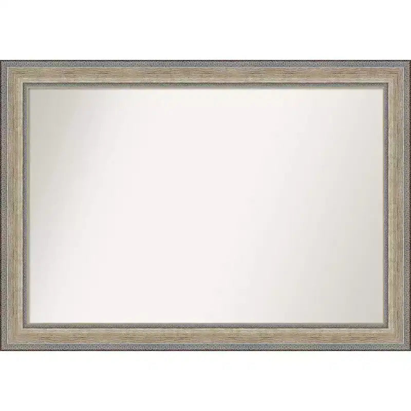41"x29" Non-Beveled Wood Bathroom Wall Mirror Fleur Silver - Amanti Art: Modern Rectangular Design, Wall Mounted, Includes Hardware