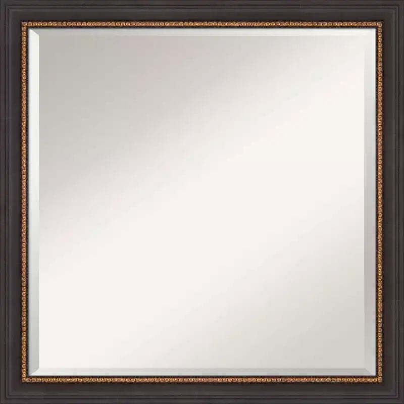 23" x 23" Beveled Ashton Black Wood Wall Mirror - Amanti Art: Modern Square, No Assembly Required