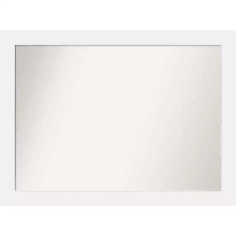 Amanti Art 43" x 32" Non-Beveled Corvino White Wood Wall Mirror : Modern Rectangular Design, Includes Mounting Hardware
