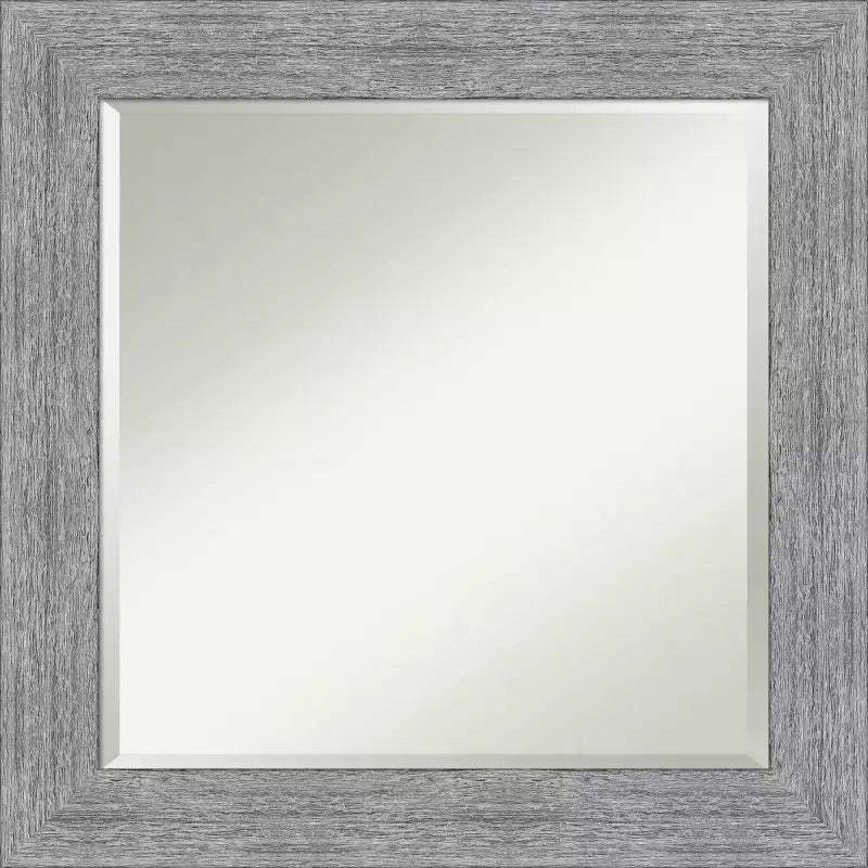 25" x 25" Bark Rustic Framed Wall Mirror Gray - Amanti Art: Square Beveled, Entryway Decor, No Assembly Required