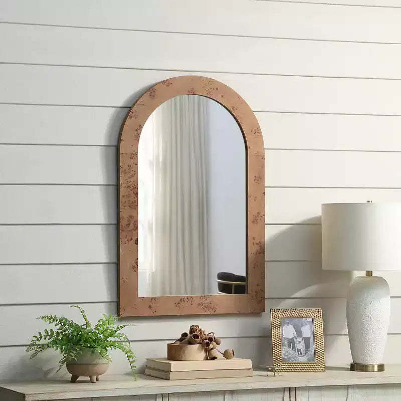Holli Furniture Arched Wood Wall Mirror Driftwood Gray