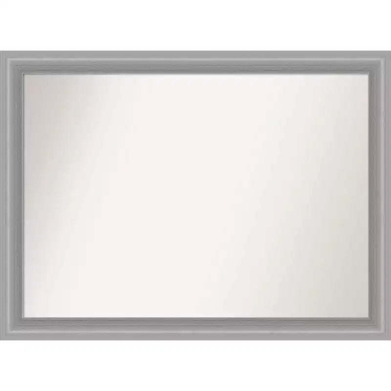 43" x 32" Non-Beveled Peak Polished Nickel Narrow Bathroom Wall Mirror - Amanti Art: Rectangle, Modern Style, Wall Mounted
