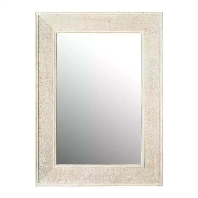 Rectangle Wall Mirror with Rattan Detail White - Storied Home: Coastal Style, Firwood & Glass, No Assembly Required