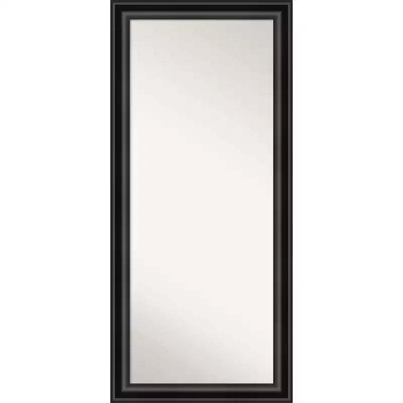 30" x 66" Non-Beveled Grand Black Full Length Floor Leaner Mirror - Amanti Art