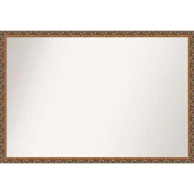 38" x 26" Non-Beveled Antique Bronze Wood Wall Mirror - Amanti Art: Rectangular, Includes Mounting Hardware