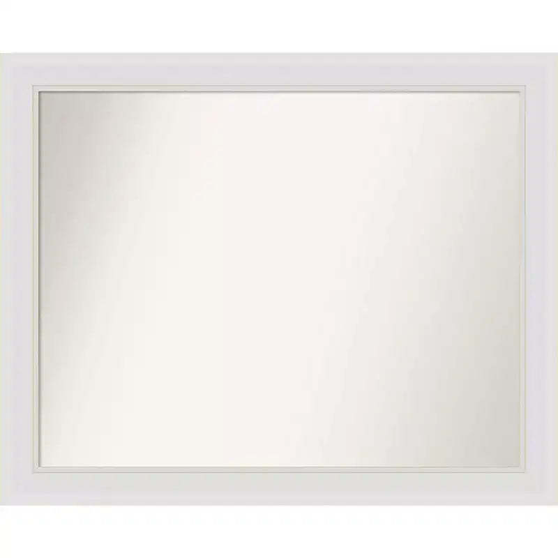 32" x 26" Non-Beveled Flair Soft White Narrow Wall Mirror - Amanti Art: Modern Rectangle, Polystyrene Frame, Included Mounting Hardware
