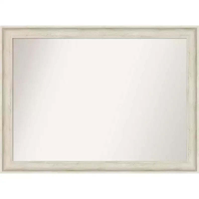 43" x 32" Non-Beveled Regal Birch Cream Bathroom Wall Mirror - Amanti Art: Rectangle, Polystyrene Frame, Wall Mounted