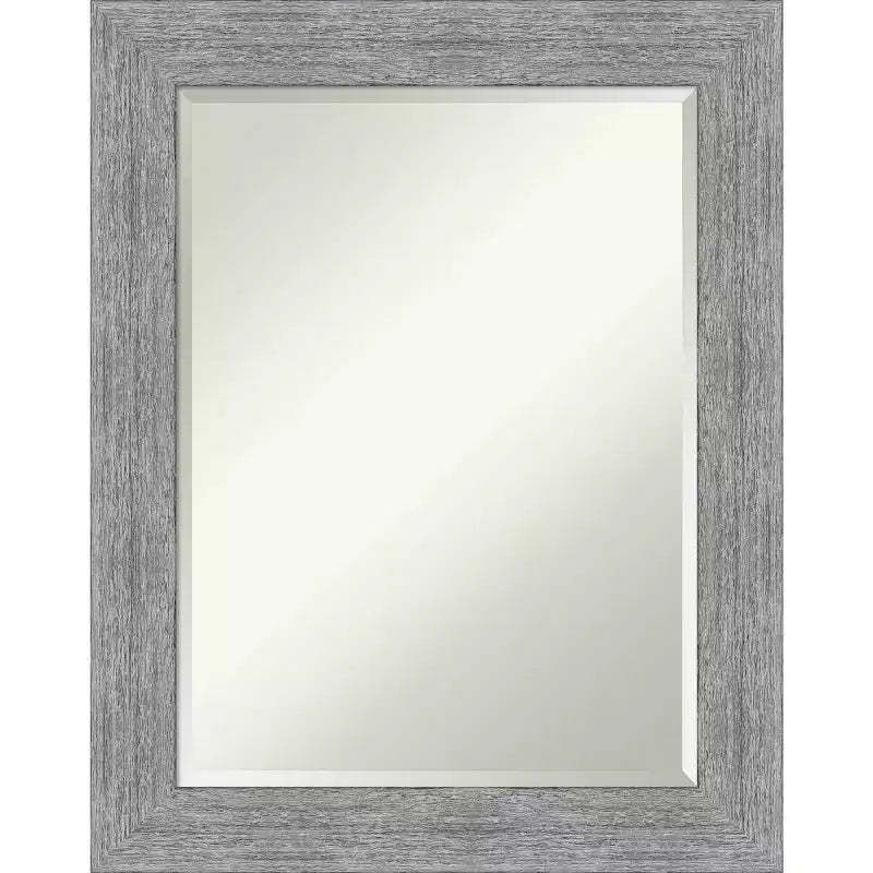 Amanti Art 23" x 29" Bark Rustic Framed Wall Mirror Gray : Beveled Glass, Polystyrene Frame, No Assembly Required