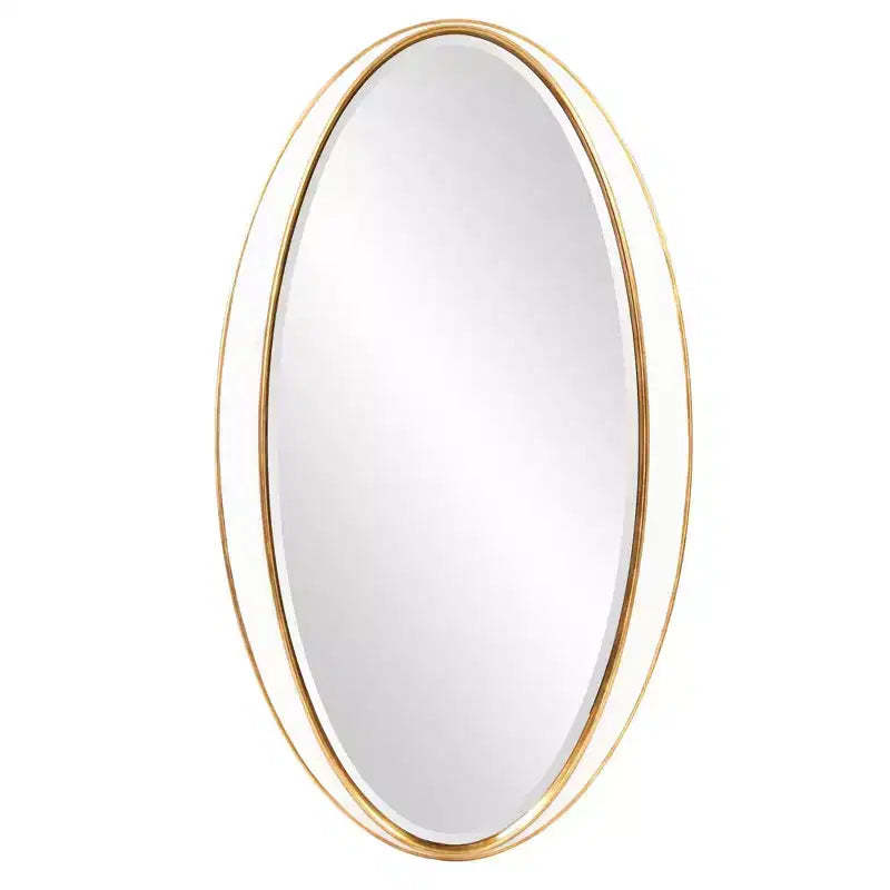Howard Elliott 49"x28" Oval Decorative Rania Wall Mirror White/Gold