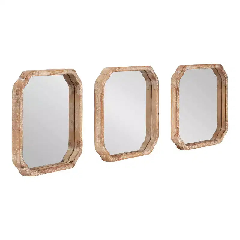 Kate & Laurel All Things Decor 3pc Marston Wood Wall Mirror Set Brown