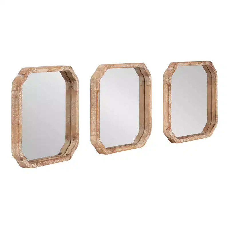 Kate & Laurel All Things Decor 3pc Marston Wood Wall Mirror Set Brown