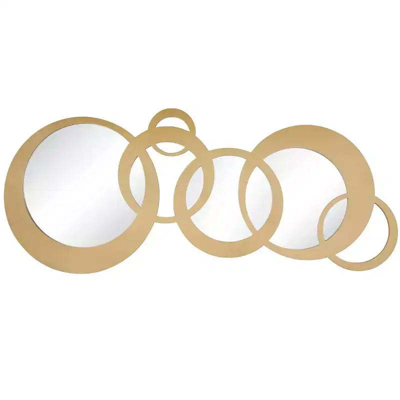 23"x56" Wooden Geometric Circles Wall Mirror Gold - Olivia & May: Contemporary Style, No Assembly Required