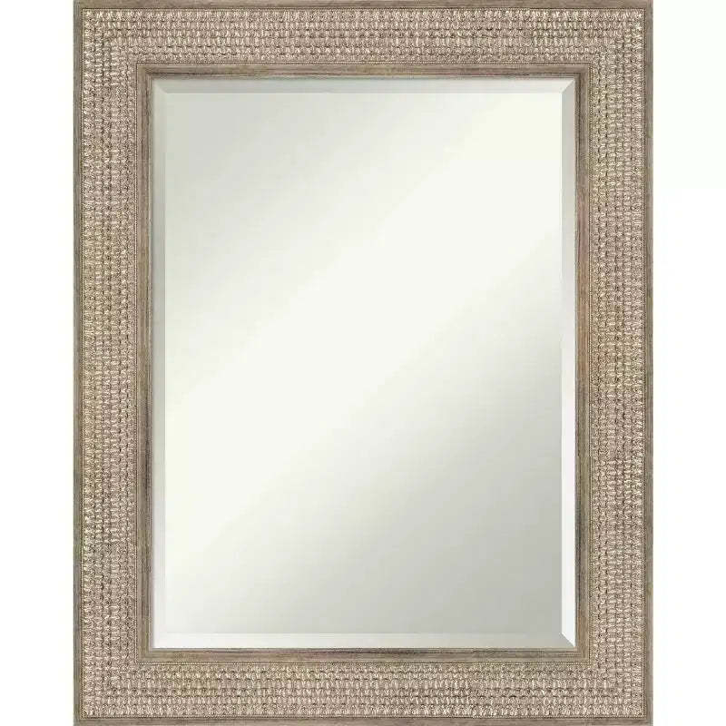 24" x 30" Beveled Trellis Silver Wood Wall Mirror - Amanti Art: Modern Rectangular, No Assembly Required