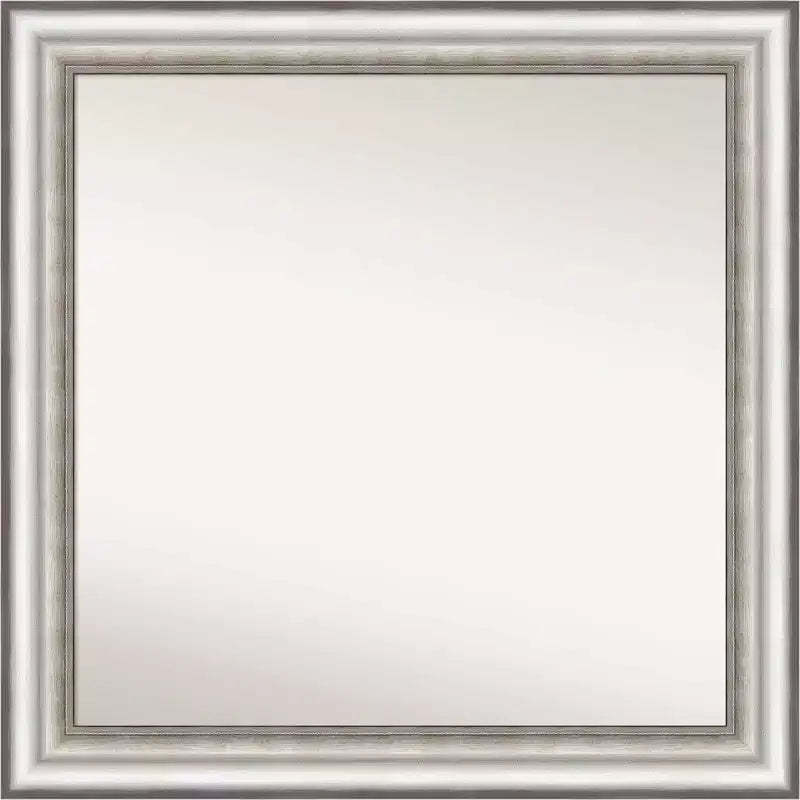 31"x31" Non-Beveled Salon Silver Wall Mirror - Amanti Art: Modern Square Framed, Includes Mounting Hardware