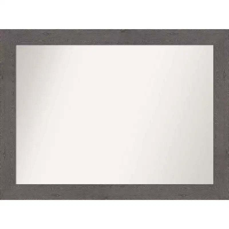 44" x 33" Non-Beveled Rustic Plank Gray Bathroom Wall Mirror - Amanti Art: Polystyrene Frame, Wall Mounted