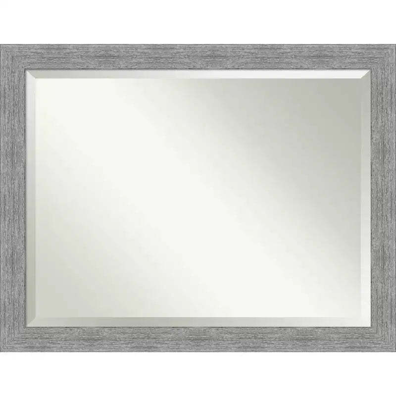 45"x35" Bark Rustic Framed Wall Mirror Gray - Amanti Art: Beveled, Polystyrene Frame, No Assembly