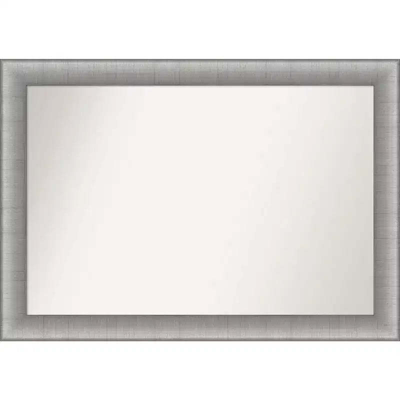 Amanti Art 41"x29" Non-Beveled Elegant Bathroom Wall Mirror Brushed Pewter : Includes Mounting Hardware, Polystyrene Frame