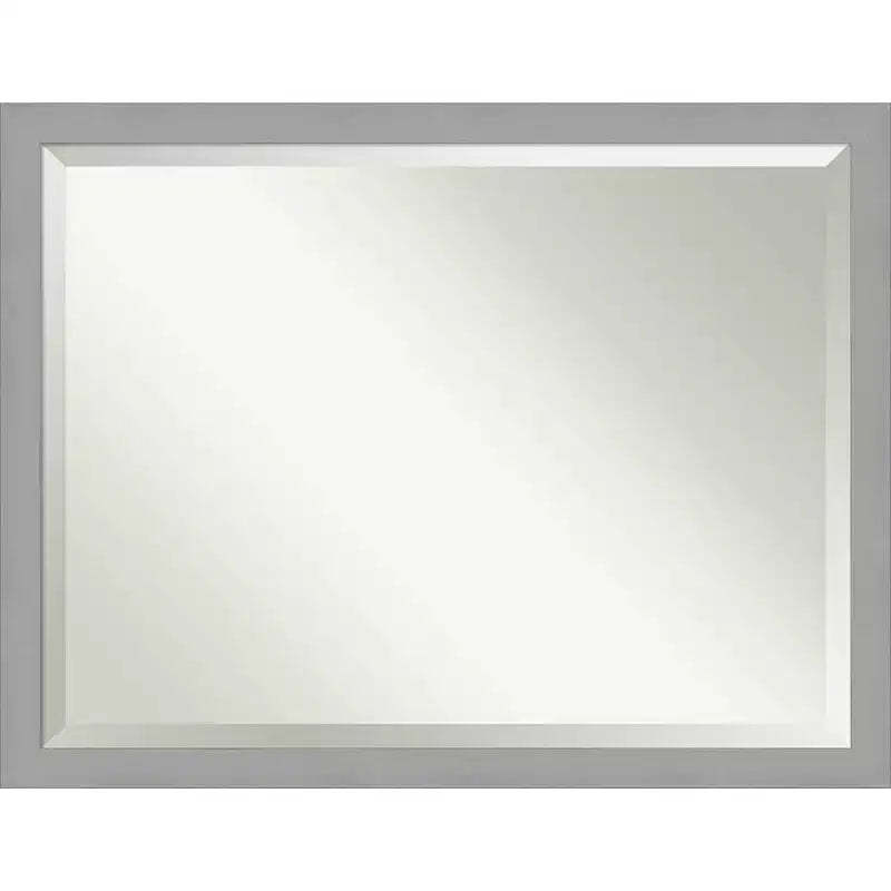 44" x 34" Brushed Nickel Framed Wall Mirror Silver - Amanti Art: Modern Rectangle, No Assembly Required