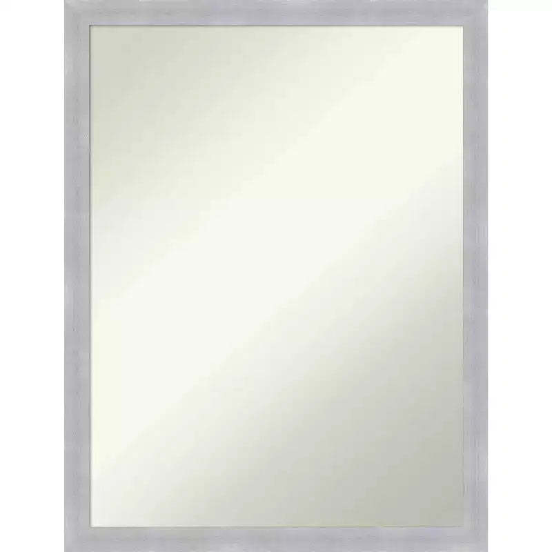 20" x 26" Non-Beveled Grace Narrow Bathroom Wall Mirror Brushed Nickel - Amanti Art: Polystyrene Frame, Wall Mounted
