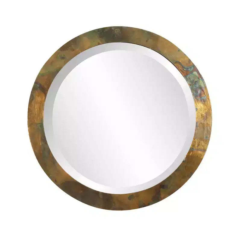 Howard Elliott Camou Round Copper Metal Frame Wall Mirror: Modern Decor, 15.75" Diameter, No Assembly Required