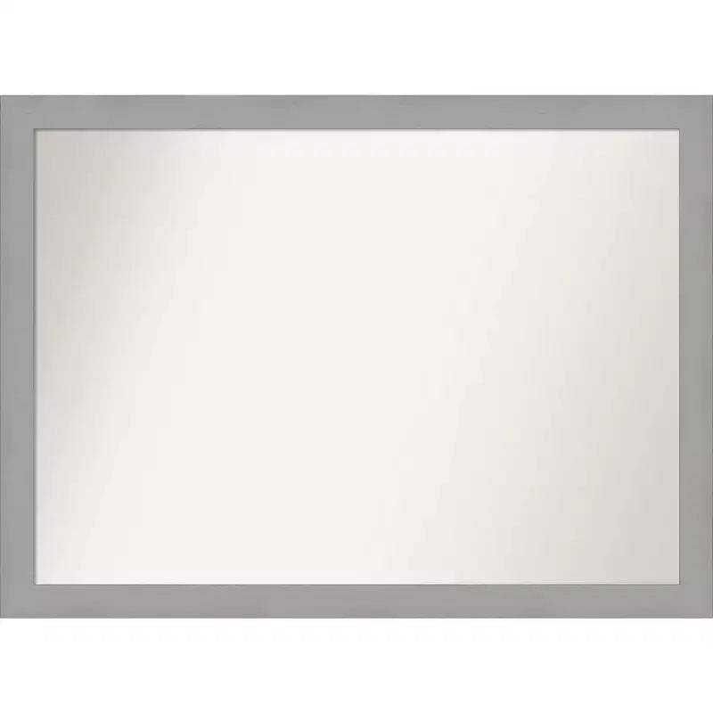 42" x 31" Non-Beveled Brushed Nickel Wall Mirror - Amanti Art: Modern Rectangle, Polystyrene Frame, Includes Mounting Hardware