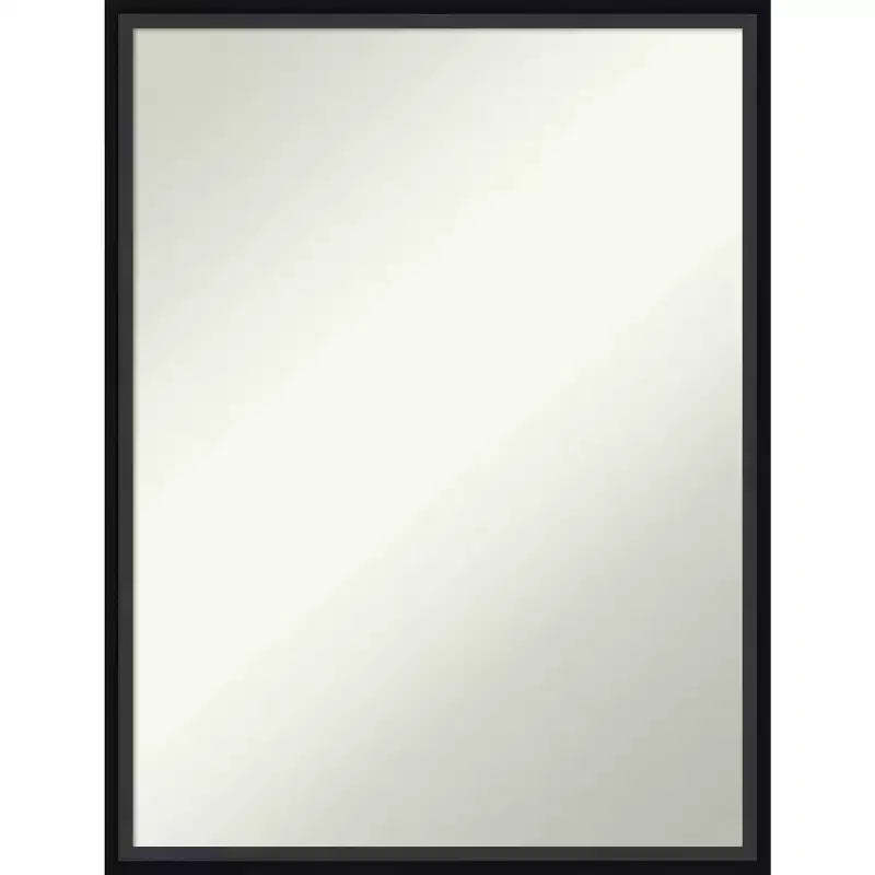Amanti Art 19" x 25" Non-Beveled Lucie Black Wood Wall Mirror : Modern Rectangular, Includes Mounting Hardware