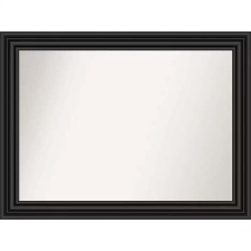 44" x 33" Non-Beveled Colonial Black Wall Mirror - Amanti Art: Modern Rectangle, Includes Mounting Hardware