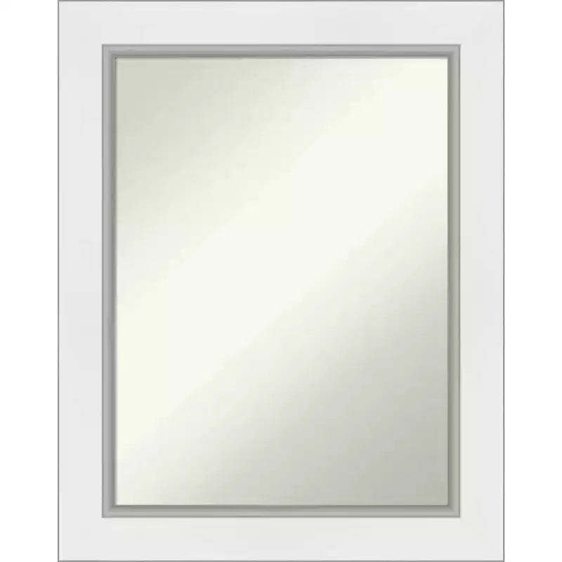 24" x 30" Non-Beveled Eva White Silver Wall Mirror - Amanti Art: Modern Rectangular Decor, Includes Mounting Hardware