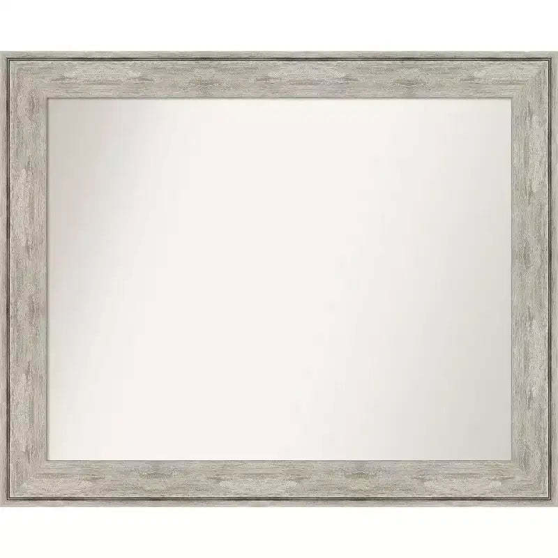 33" x 27" Non-Beveled Crackled Bathroom Wall Mirror Metallic Silver - Amanti Art: Rectangle, Polystyrene Frame, Wall Mounted