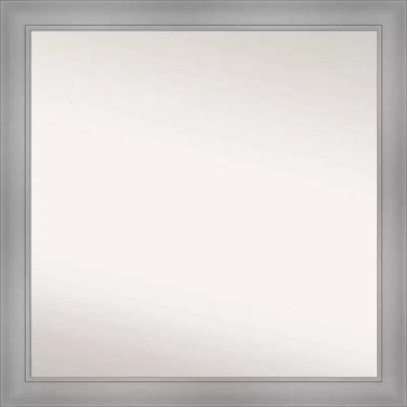 30" x 30" Non-Beveled Flair Polished Nickel Wall Mirror - Amanti Art: Modern Square, Includes Mounting Hardware