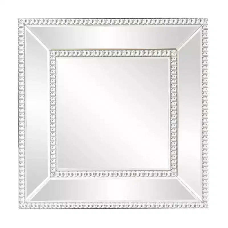Howard Elliott Bijou Accent Wall Mirror Silver: Modern Square Glass, No Assembly, Wall Mount