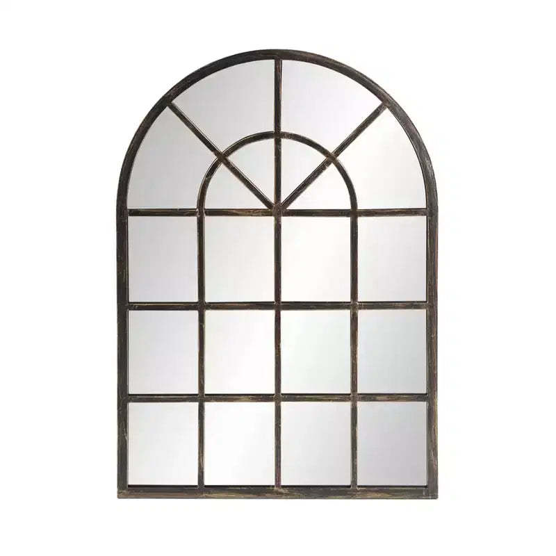 Howard Elliott Arched Windowpane Metal Mirror Oil Rubbed Bronze: Modern Style, 41x29", No Assembly Required