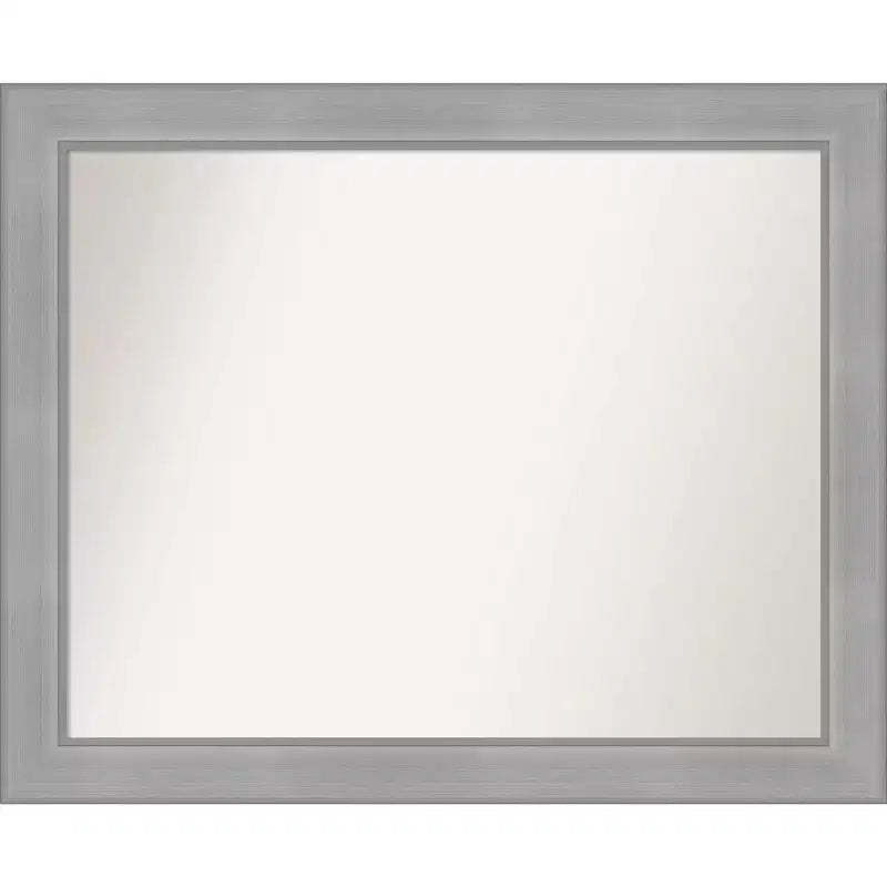 32" x 26" Non-Beveled Vista Brushed Nickel Wall Mirror - Amanti Art: Modern Rectangle, Polystyrene Frame