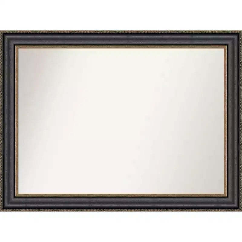 44" x 33" Non-Beveled Thomas Black Bronze Wall Mirror - Amanti Art: Modern Rectangular, Polystyrene Frame, Includes Mount Hardware