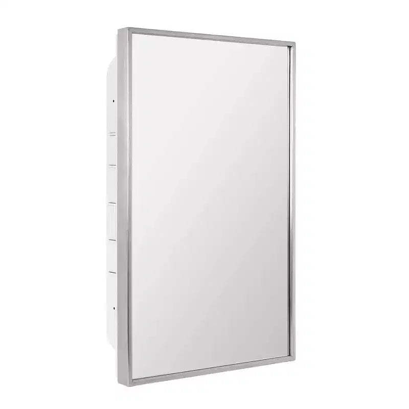 Head West 16"x26" Brushed Chrome Recessed Medicine Cabinet Mirror