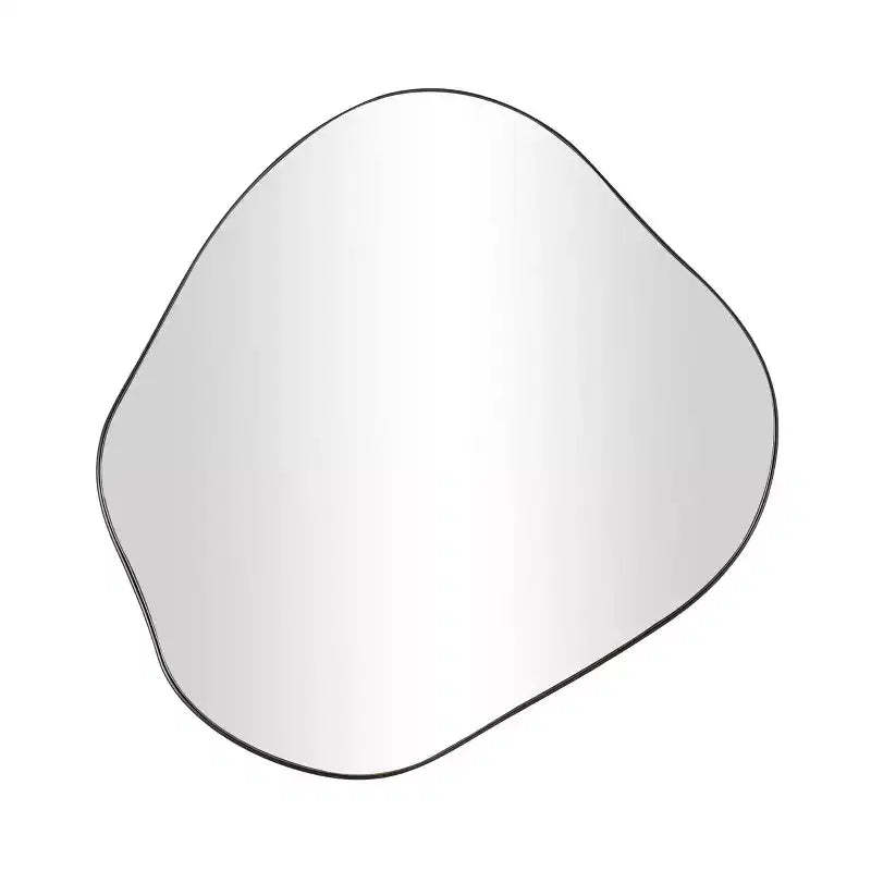 CosmoLiving by Cosmopolitan 28"x31" Metal Abstract Wavy Wall Mirror Black: Oval, No Assembly, Indoor Use, Wall Mount