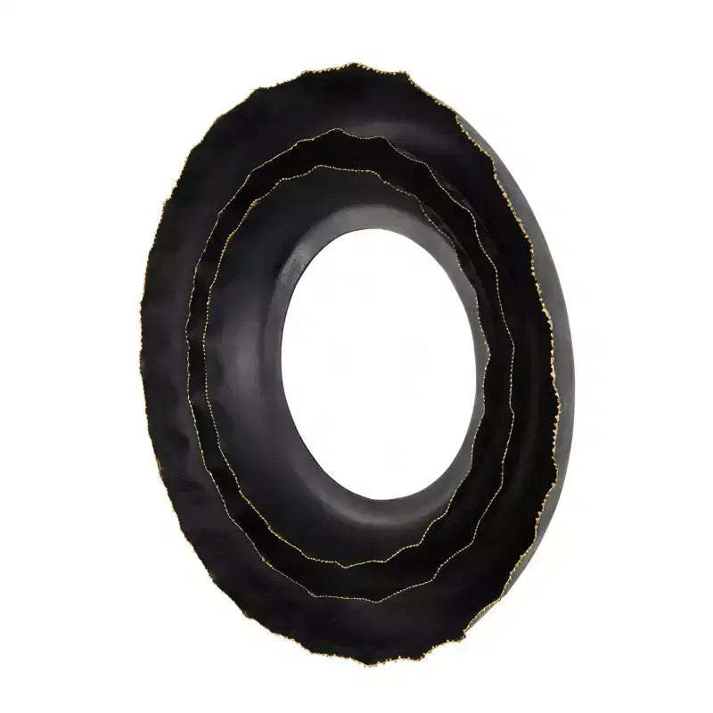 Olivia & May 27"x27" Metal Floral Layered Frame Wall Mirror: Contemporary Round Iron, No Assembly Required