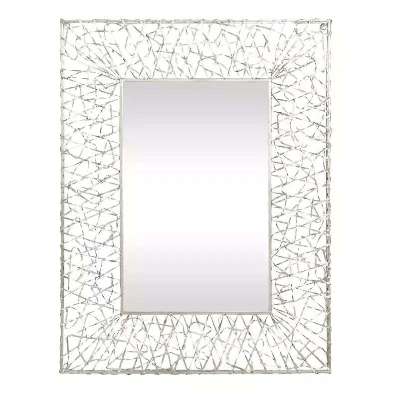 Metal Ribbon Wall Mirror Silver - Olivia & May: Large Industrial Style, Rectangular Shape, No Assembly Required