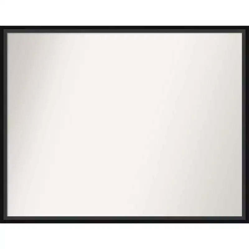 29" x 23" Non-Beveled Lucie Black Wood Wall Mirror - Amanti Art