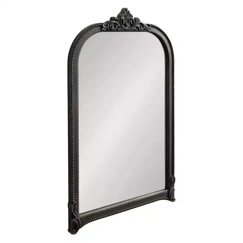Kate & Laurel All Things Decor 24"x38" Hubanks Arched Wall Mirror Black