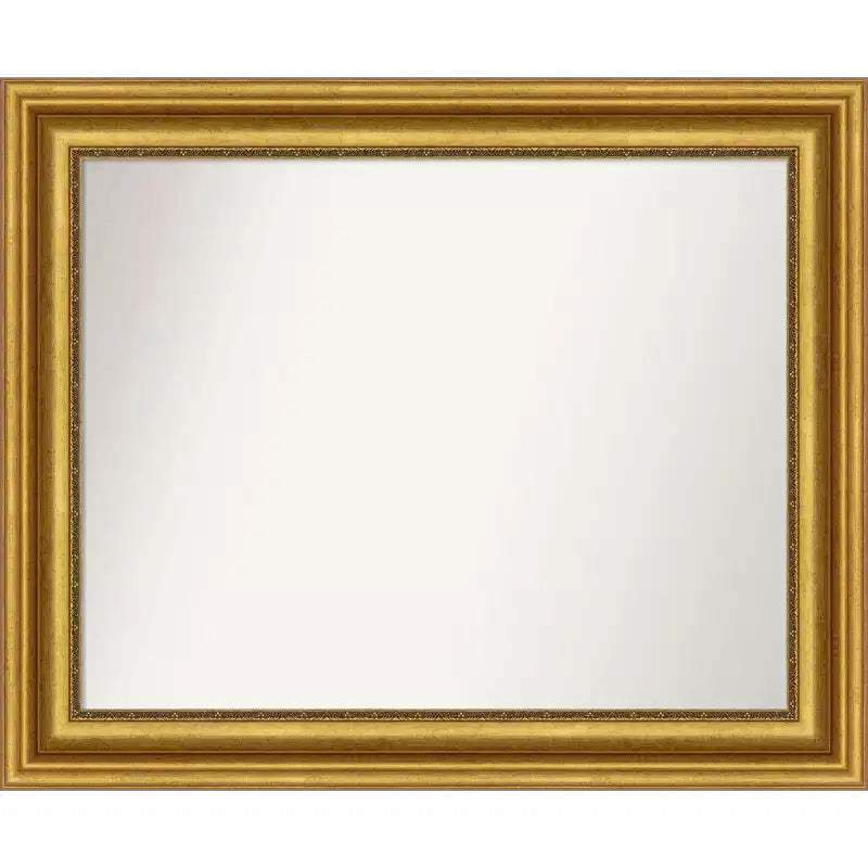 34" x 28" Non-Beveled Parlor Gold Wall Mirror - Amanti Art: Modern Style, Polystyrene Frame, Includes Mount Hardware